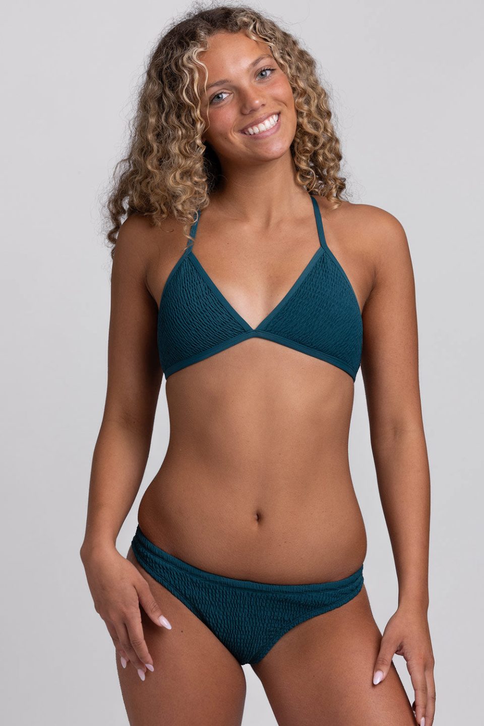 Mindy Smocked Bikini Bottom - Peacock